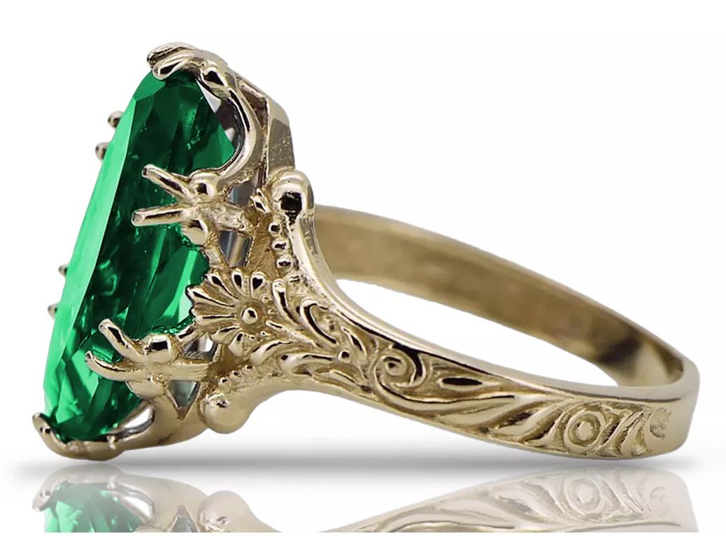Pierścionek z żółtego 18k złota Szmaragdem vrc084y18k Vint Art Deco P
