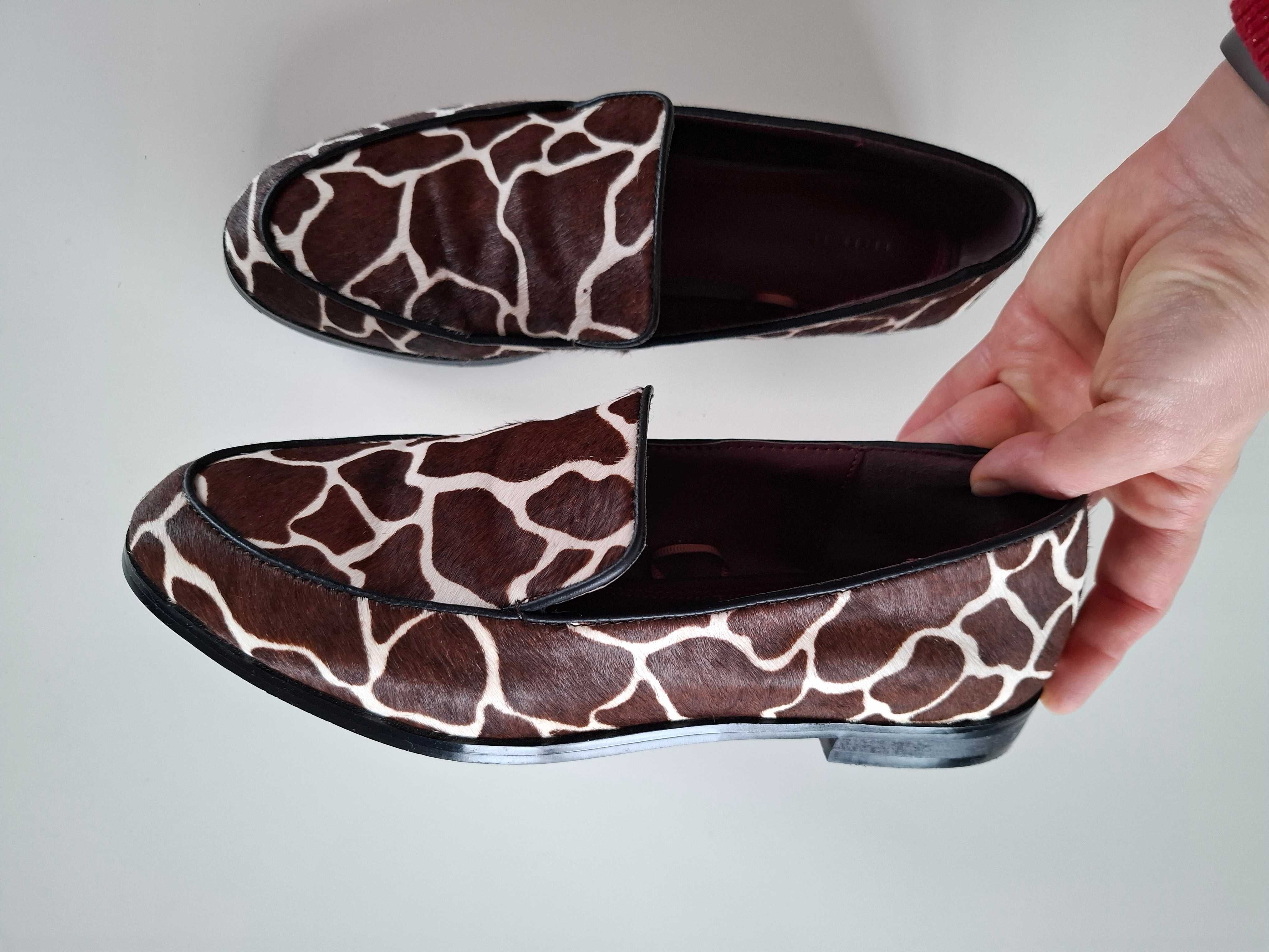 Buty damskie wzór żyrafa, 37, eleganckie loafersy ze zwierzęcym wzorem