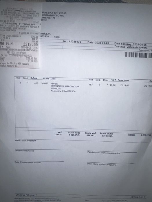 Słuchawki nauszne APPLE AirPods Max ANC Północ