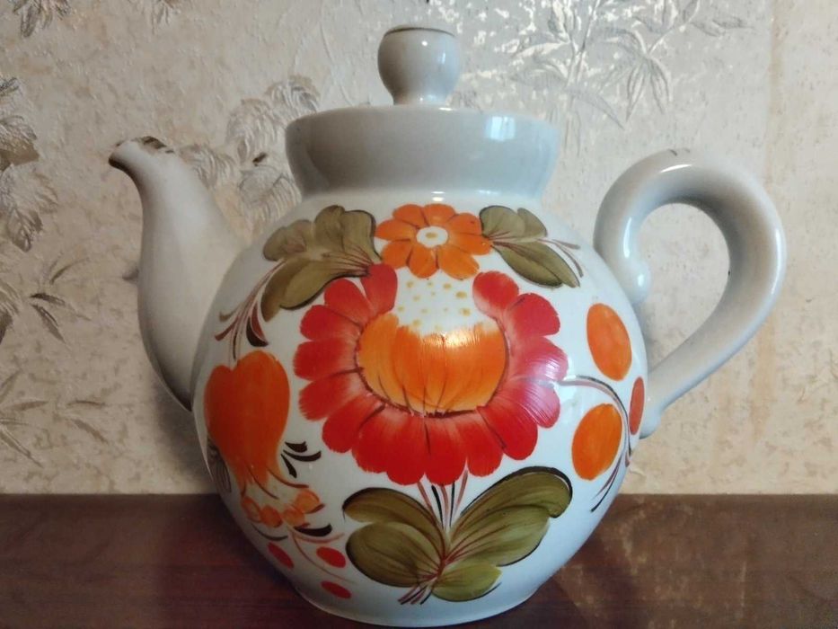 Чайник доливний, фарфор Лісова пісня  Коростень кобальт