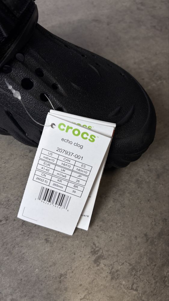 CRОCS . ECHO CLOG черные мужские чорні крокси оригінал жіночі чоловічі