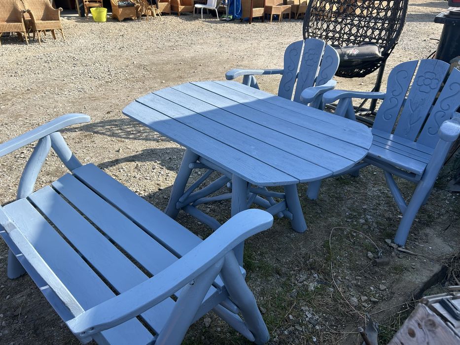 Zestaw komplet debowy z krzywymi nogami