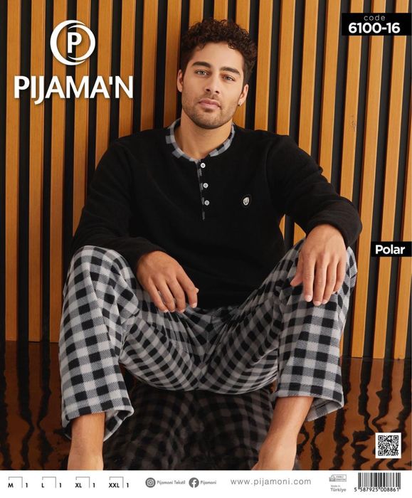 Тепла флісова чоловіча піжама, костюм для дому, мужская пижама M- 2Xl