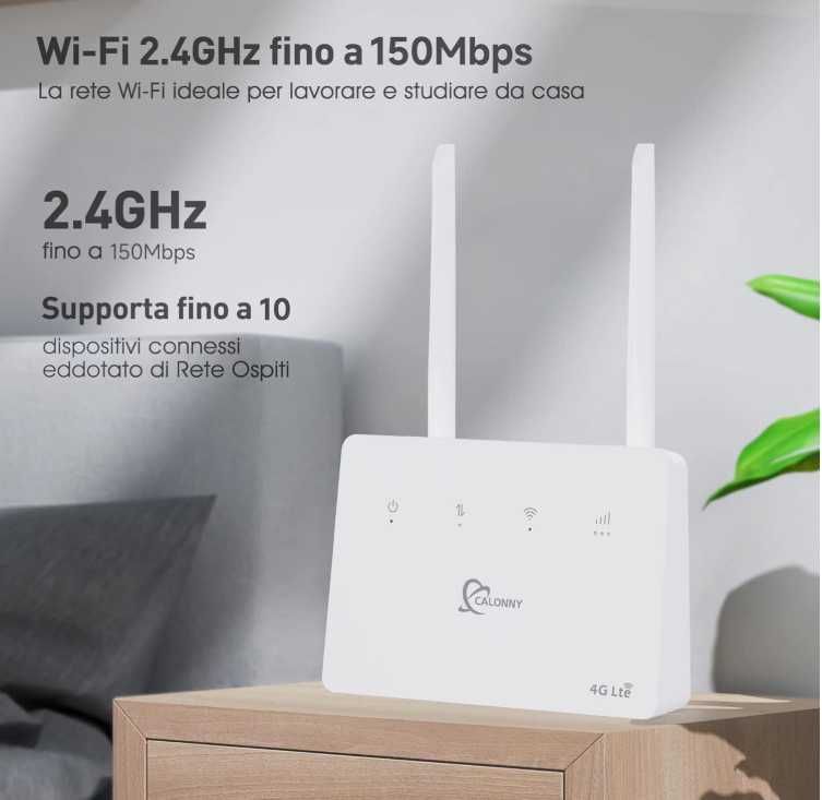 Calonny Router 4G LTE WiFi z kartą SIM cat4 300mbps Wreless Modem