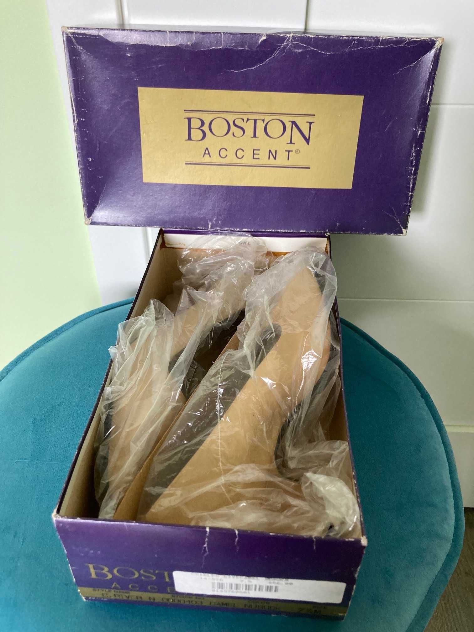 Nowe skórzane beżowe nubukowe buty Boston Accent vintage 38,5