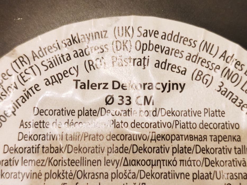 Talerz dekoracyjny złoto Średnica 33cm