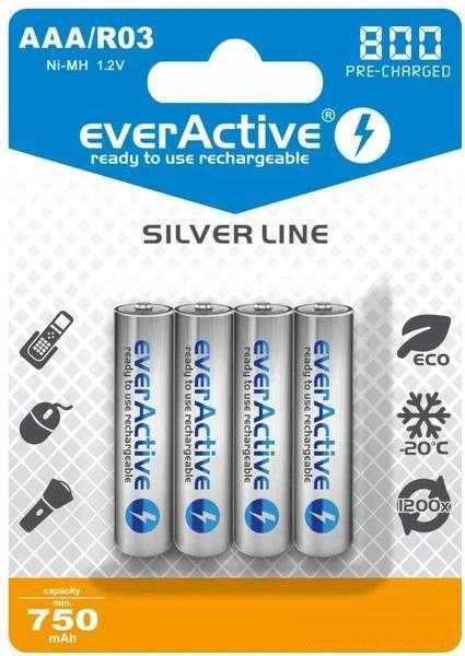 Akumulatorki AAA R03 Ni-MH everActive 800mAh Silver Line box4szt.22868