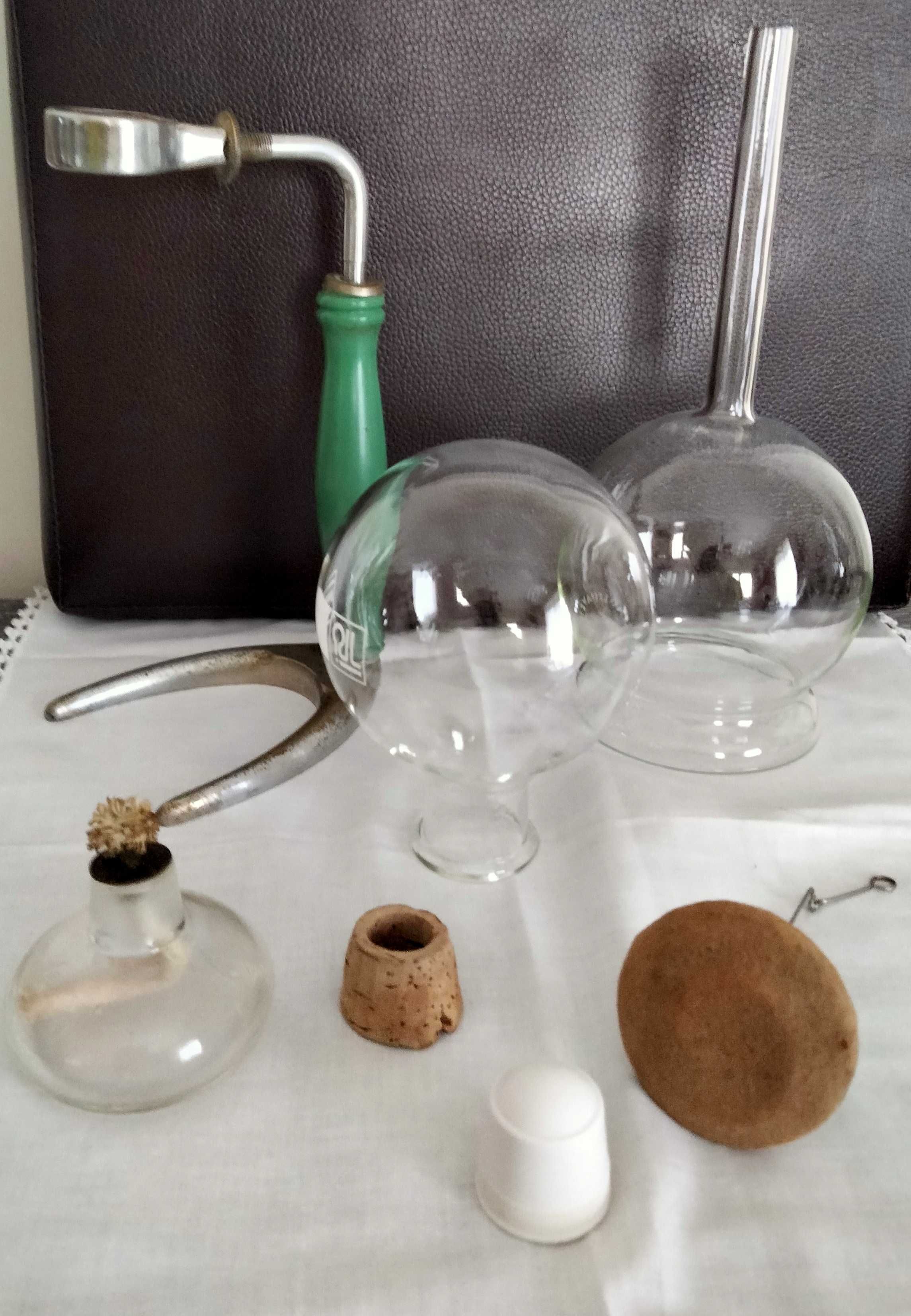 Máquina de café de balão antiga em vidro e metal, 500ml