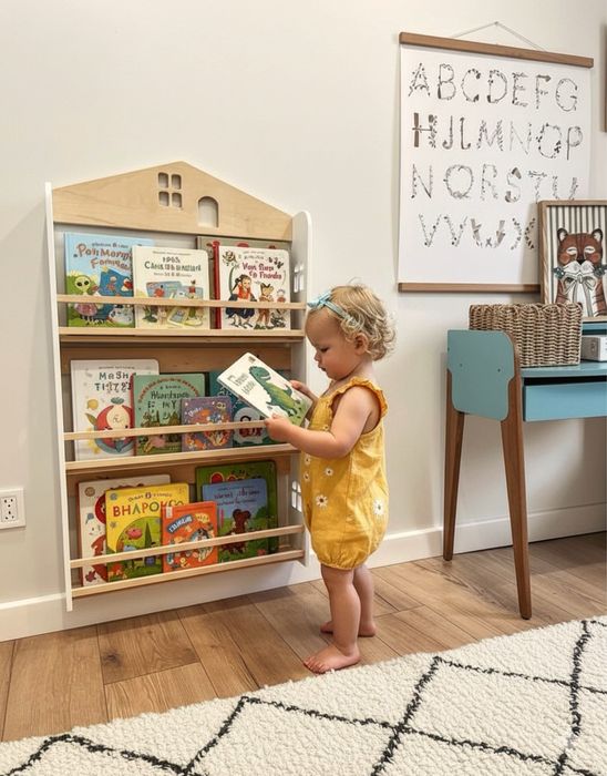 Дитяча книжкова полиця,поличка для книг,настінна полиця,дитячий стелаж
