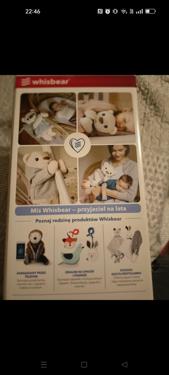 Szumiący miś dla niemowlaka dziecka