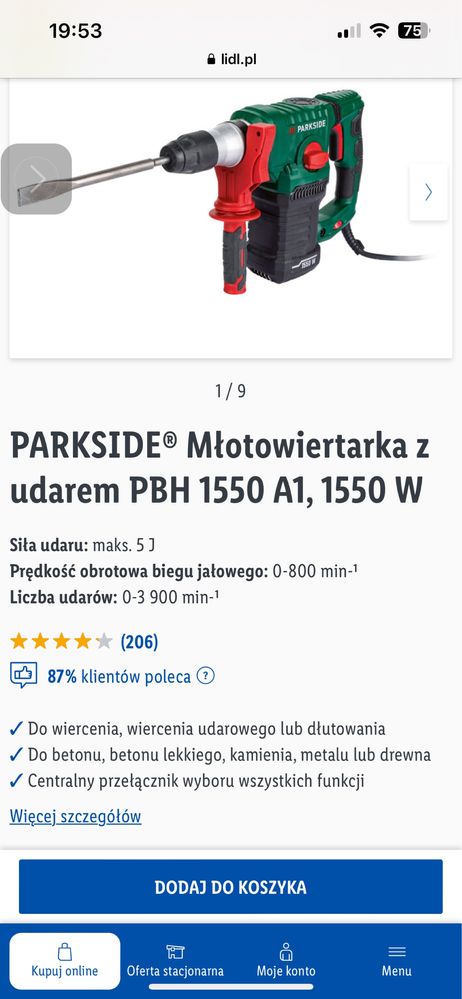 Młotowiertarka Parkside