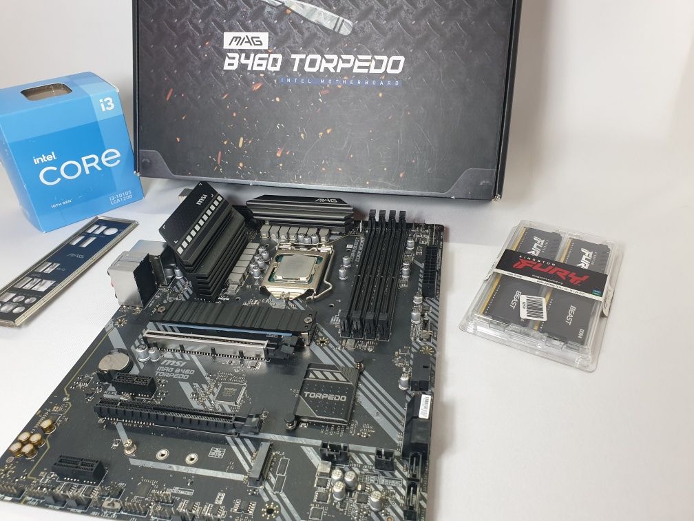 Комплект s1200 MSI B460 Torpedo i3 10105 DDR4 HyperX Fury 16GB