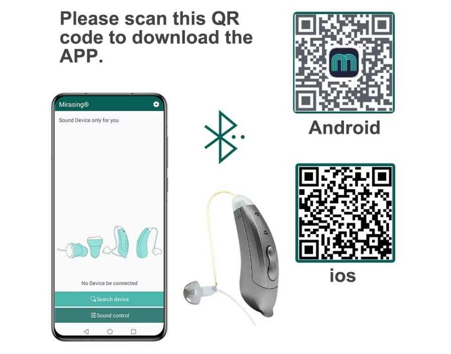 Aparelhos auditivos Direito e Esquerdo com configuração bluetooth