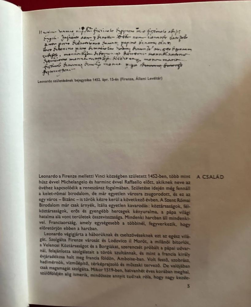 Книга Леонардо да Вінчі на угорській мові Leonardo