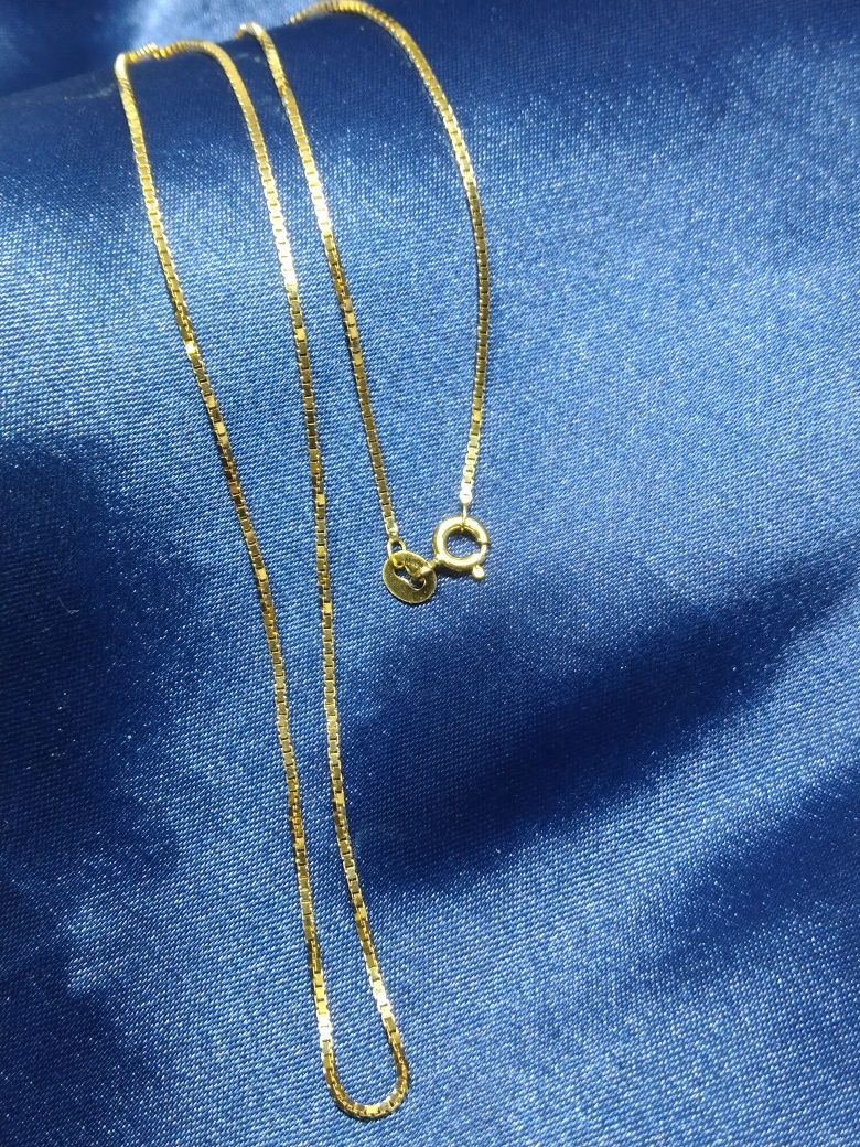 Złoty łańcuszek kostka, złoto 584, 45 cm
