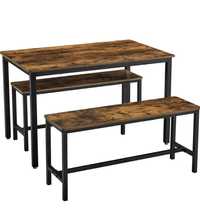 Stół z ławkami zestaw loft industrualny 110x70x75