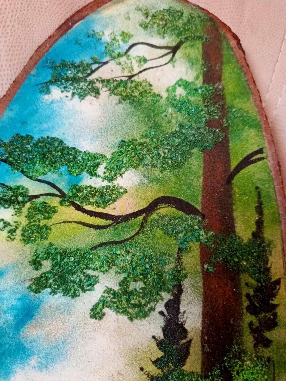 Картина мініатюра на дереві лісова тематика