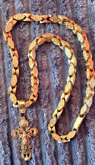 Nowy!! Cartier Łańcuch+Krzyż razem 148gr. Dł.63cm szer.0,8. Próba 585