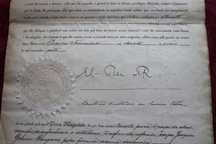 Rei D. Manuel II carta régia 1908 assinatura e selo, raro