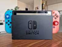 Konsola nintendo switch czerwono niebieski zestaw + dodatki