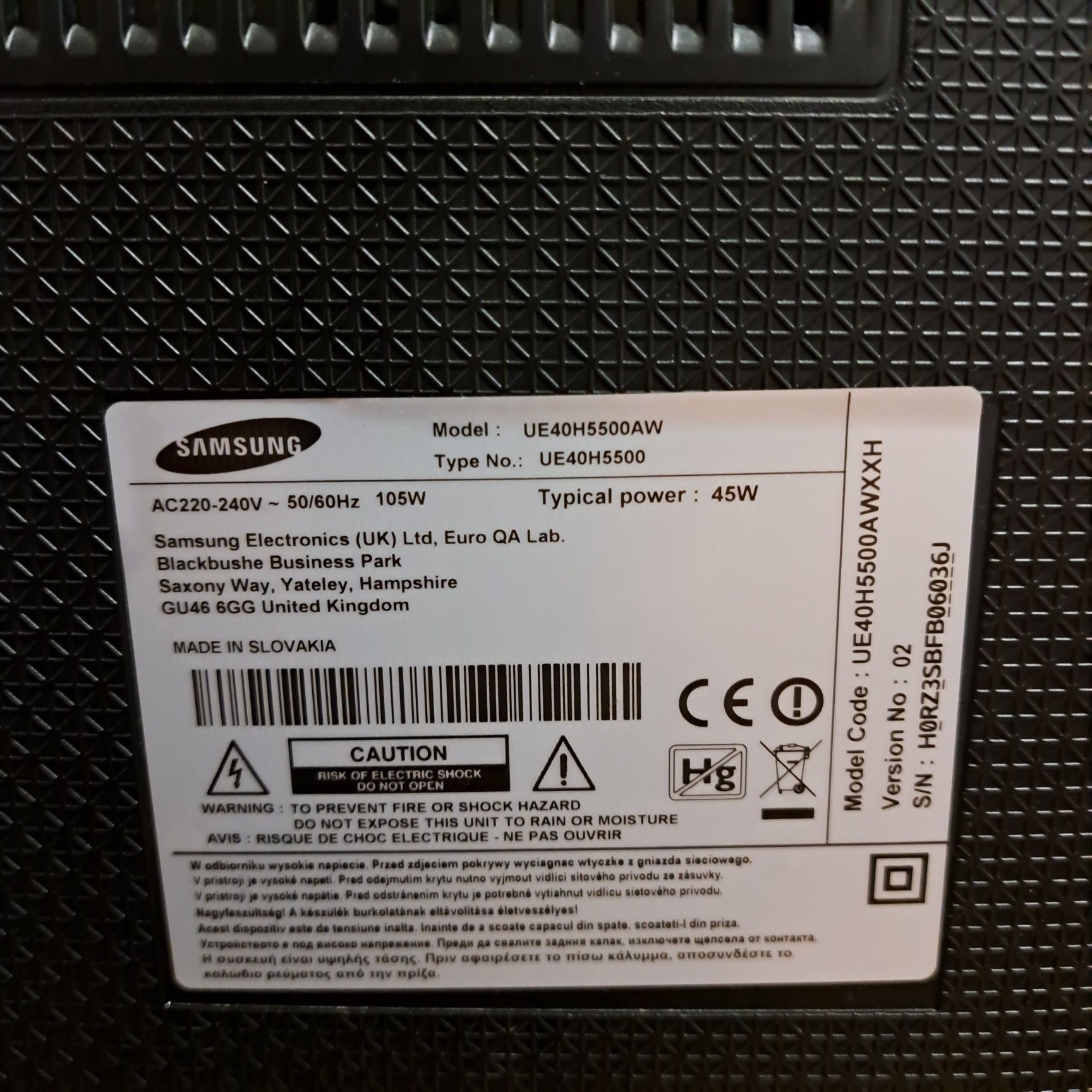 Telewizor SAMSUNG UE40H5500AW.