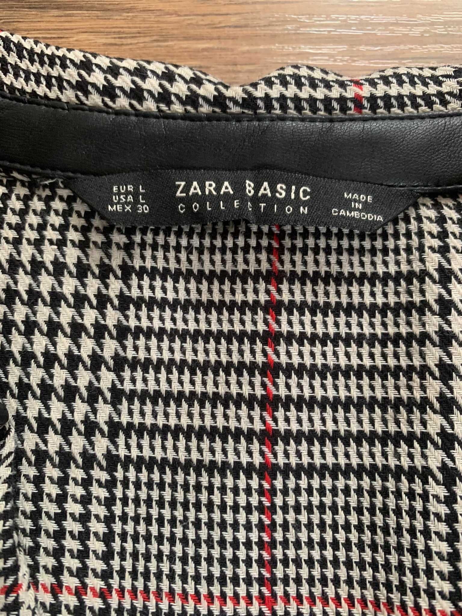 Tunika Sukienka Zara Krata Mini r. 40 / L Czarna Biała