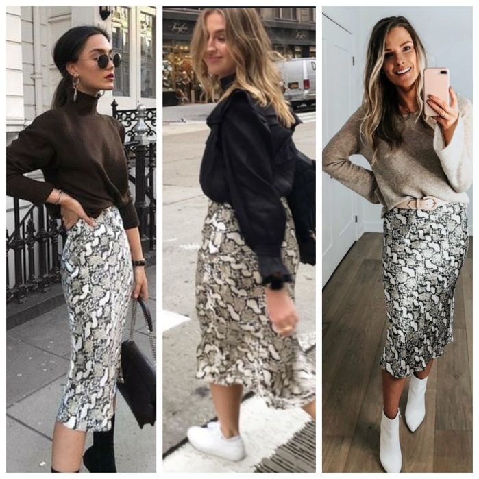 H&M 32r długa spódnica midi imitujące skórę węża