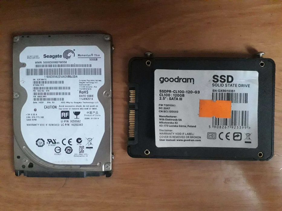 ssd 120gb. hdd 2.5 500gb. ОДНИМ ЛОТОМ