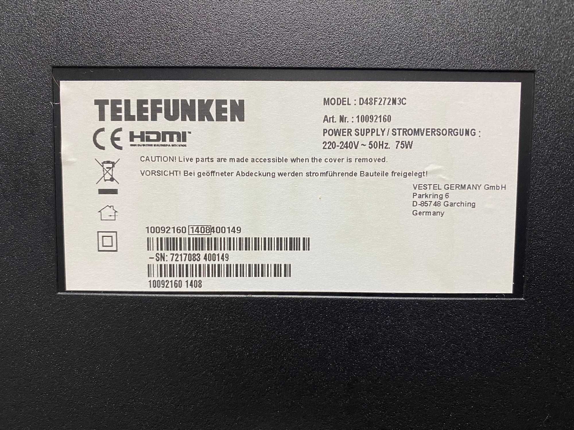 Tv Telefunken48:" Led Ful HD