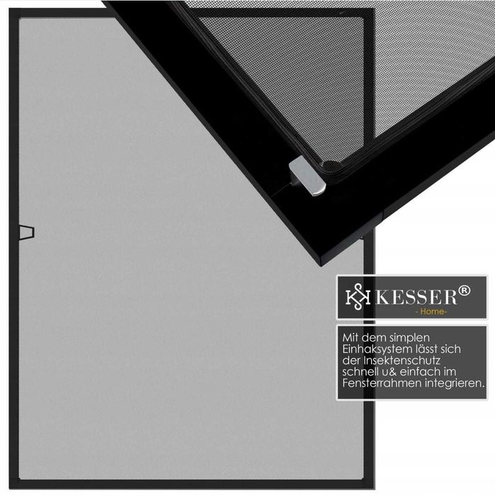 Moskitiera do okien z ramą aluminiową 100x120cm antracyt bez wiercenia