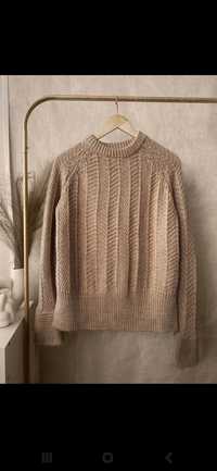 Sweter beżowy H&M  XS z wełną