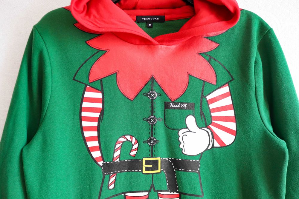 Чоловіча новорічна кофта +шапка різдвяний ельф поміч Санта Клауса M-L