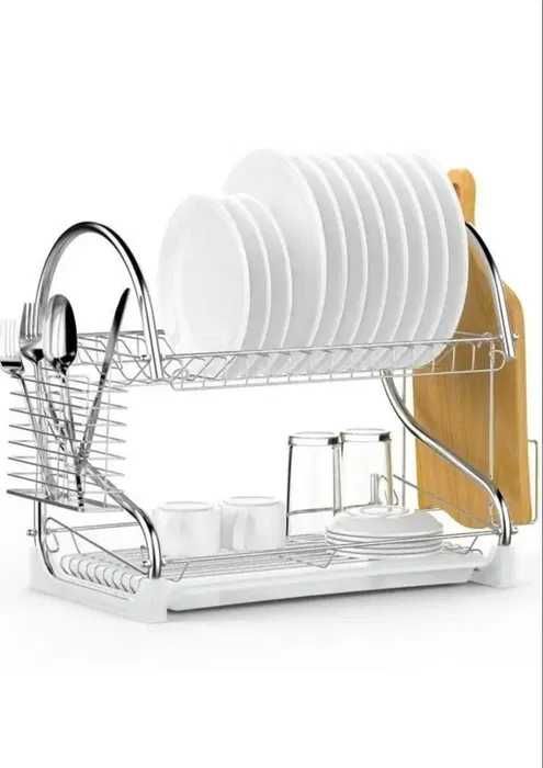 Велика стійка сушарка для посуду на 2 рівні Kitchen Storage Rack сушка