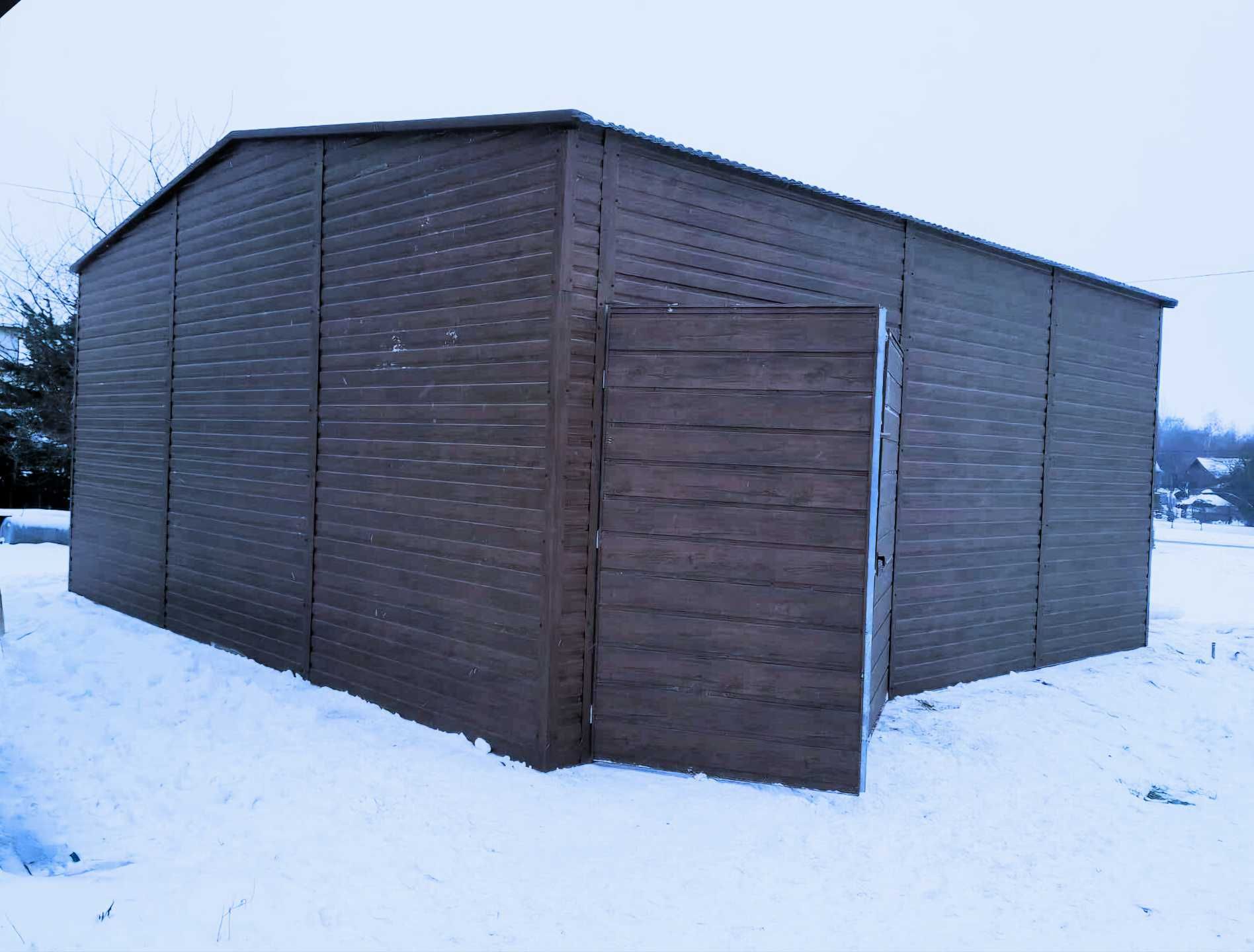 Garaż blaszany hala rolnicza garaz drewnopodobny 8x8m