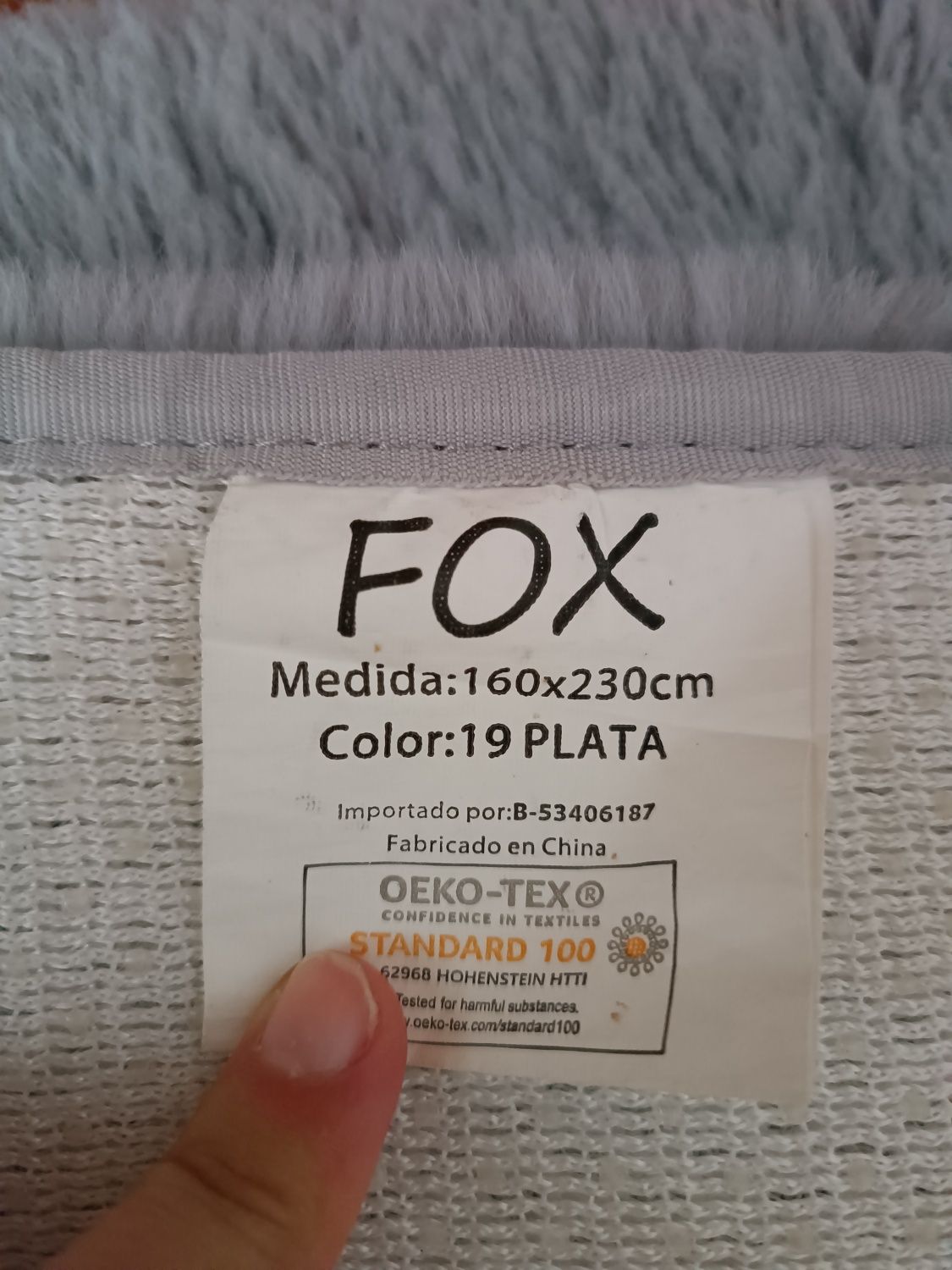 Tapete FOX cor cinza 160×230