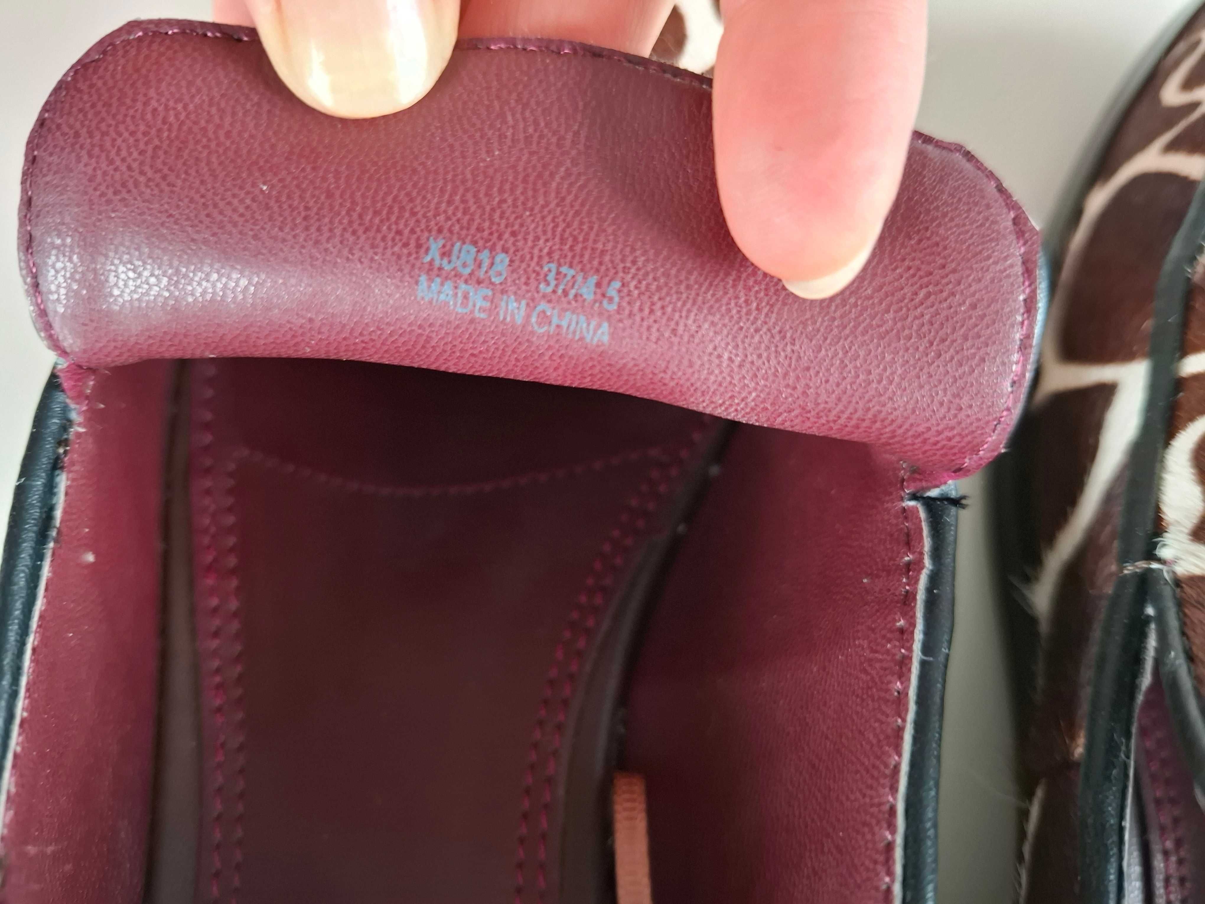 Buty damskie wzór żyrafa, 37, eleganckie loafersy ze zwierzęcym wzorem