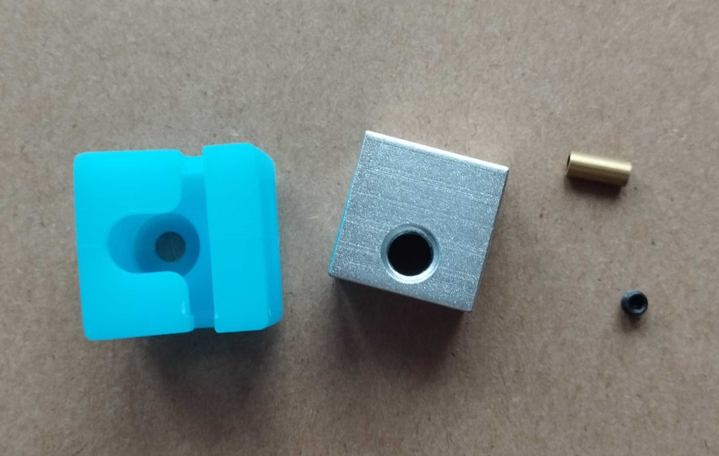 Кубик хотенда HotEnd E3Dv5 і silicon силіконовий носок
