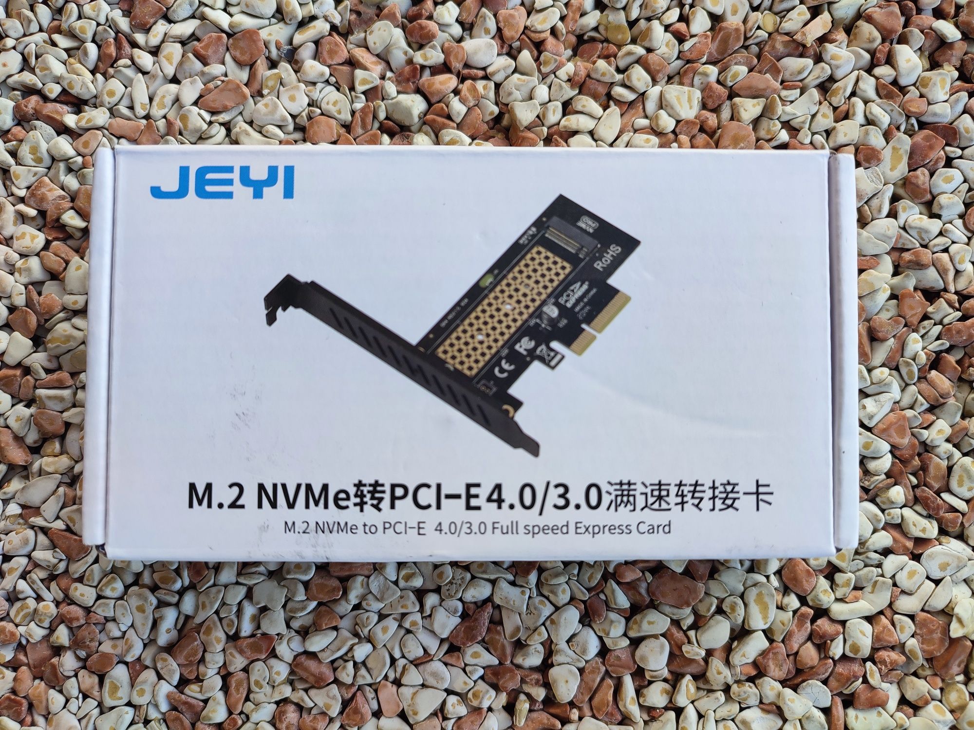 Adapter m.2 NVMe na PCIe, SSD PCIe 4.0 x4. JEYI. Nowy.