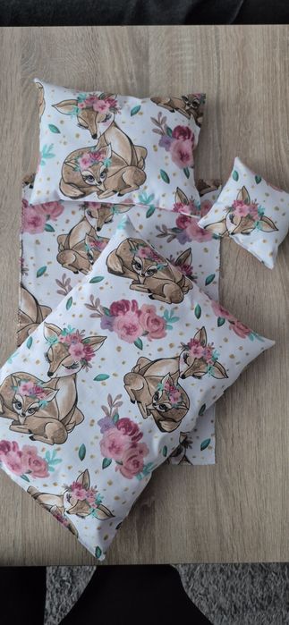 Pościel dla lalki do wózka łóżeczka kołyski Sarenki 4 elem