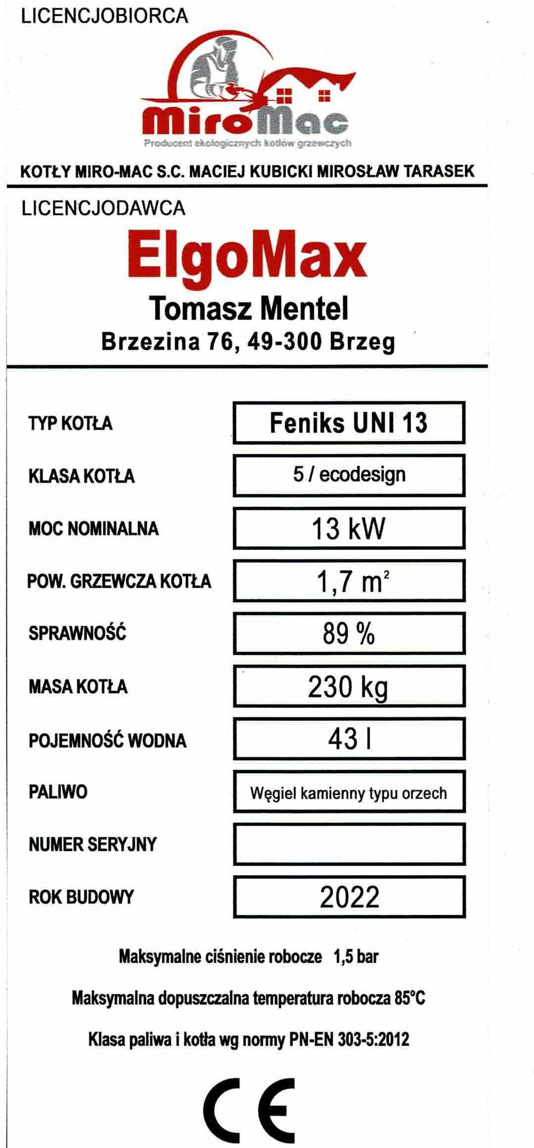 13kw kocioł piec na wegiel drewno 5 klasa
