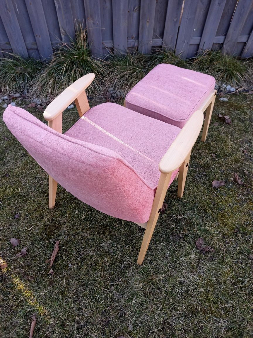 Fotel fotele Chierowski 366 z podnóżkiem design PRL retro