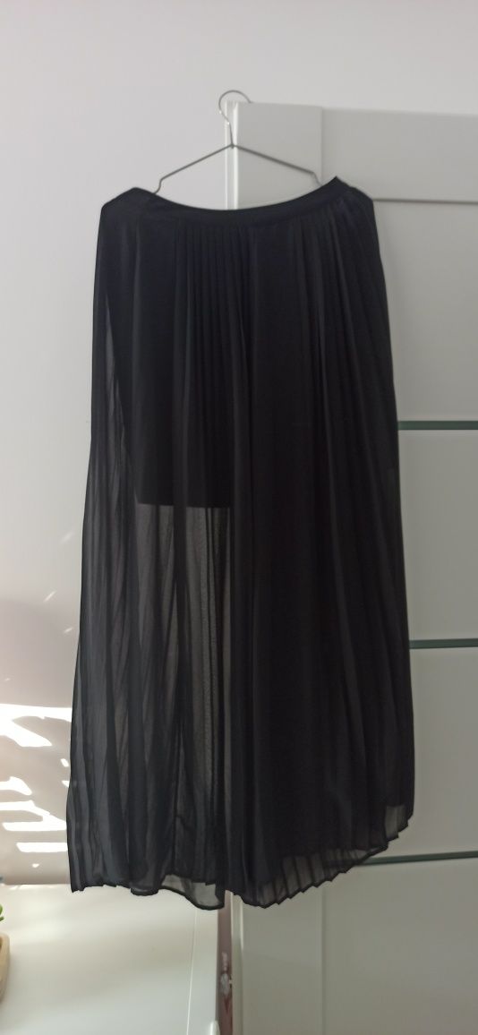 Spódnica maxi plisowana plisy Reserved S 36 czarna dluga prześwitująca