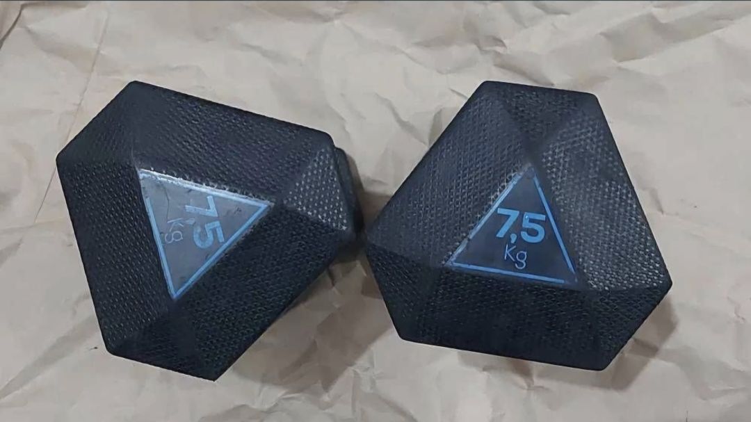 Halteres hexagonal 2x 7.5kg revestidos em borra