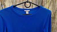 H&M sweter sweterek chabrowy kobaltowy niebieski basic klasyczny 36/S