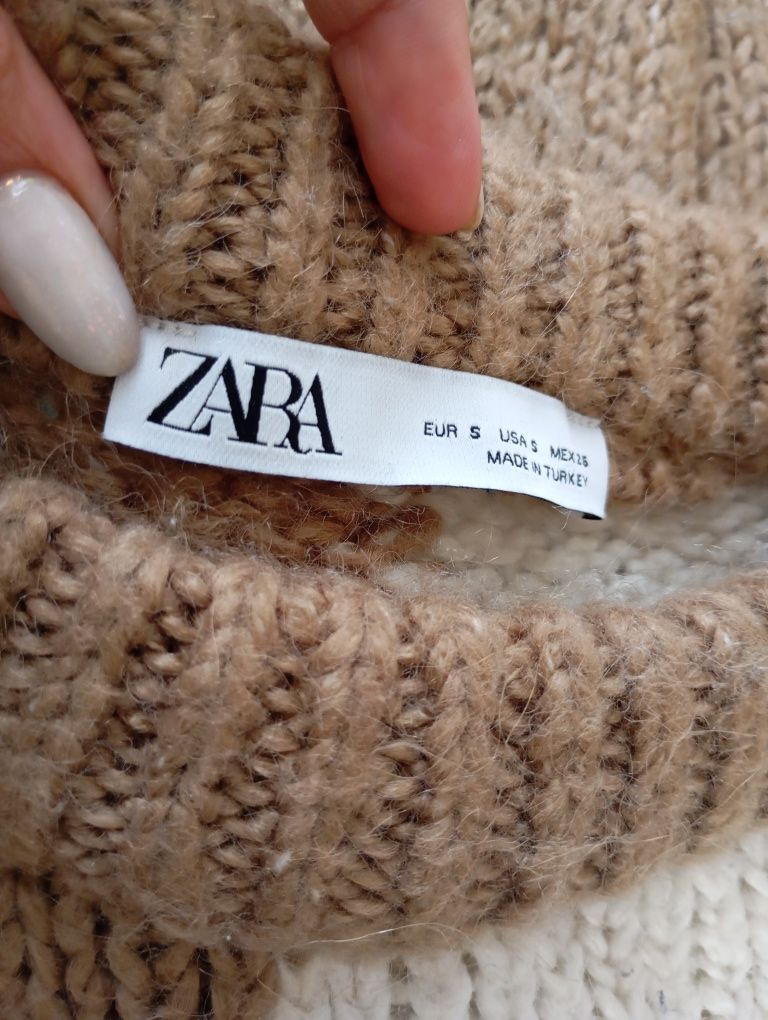 ZARA S-L bardzo owersizowy sweter z wełną