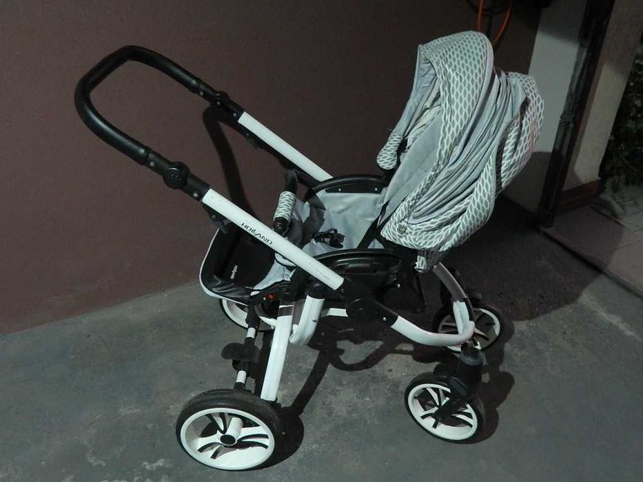 wózek Holland Bebetto 2w1 szary grafit cały komplet gondola spacerówka