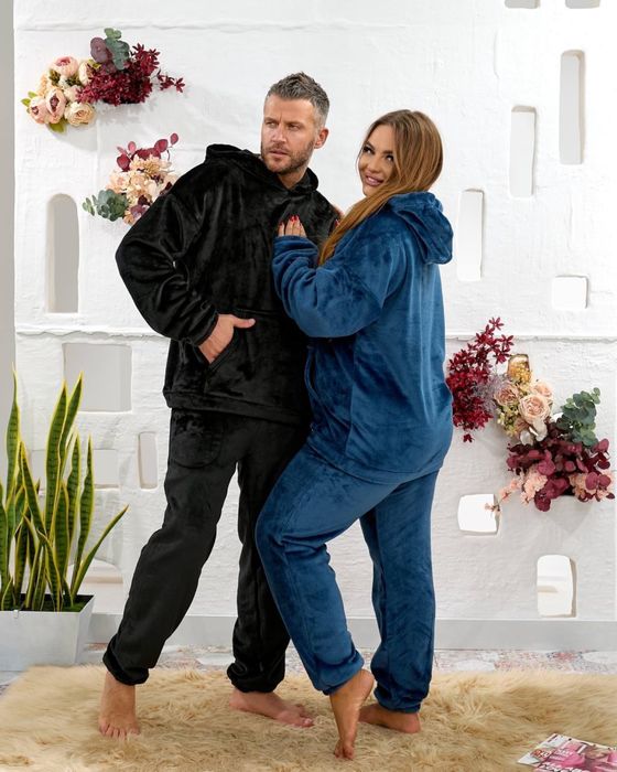 Піжама чоловіча та жіноча тепла махрова family look