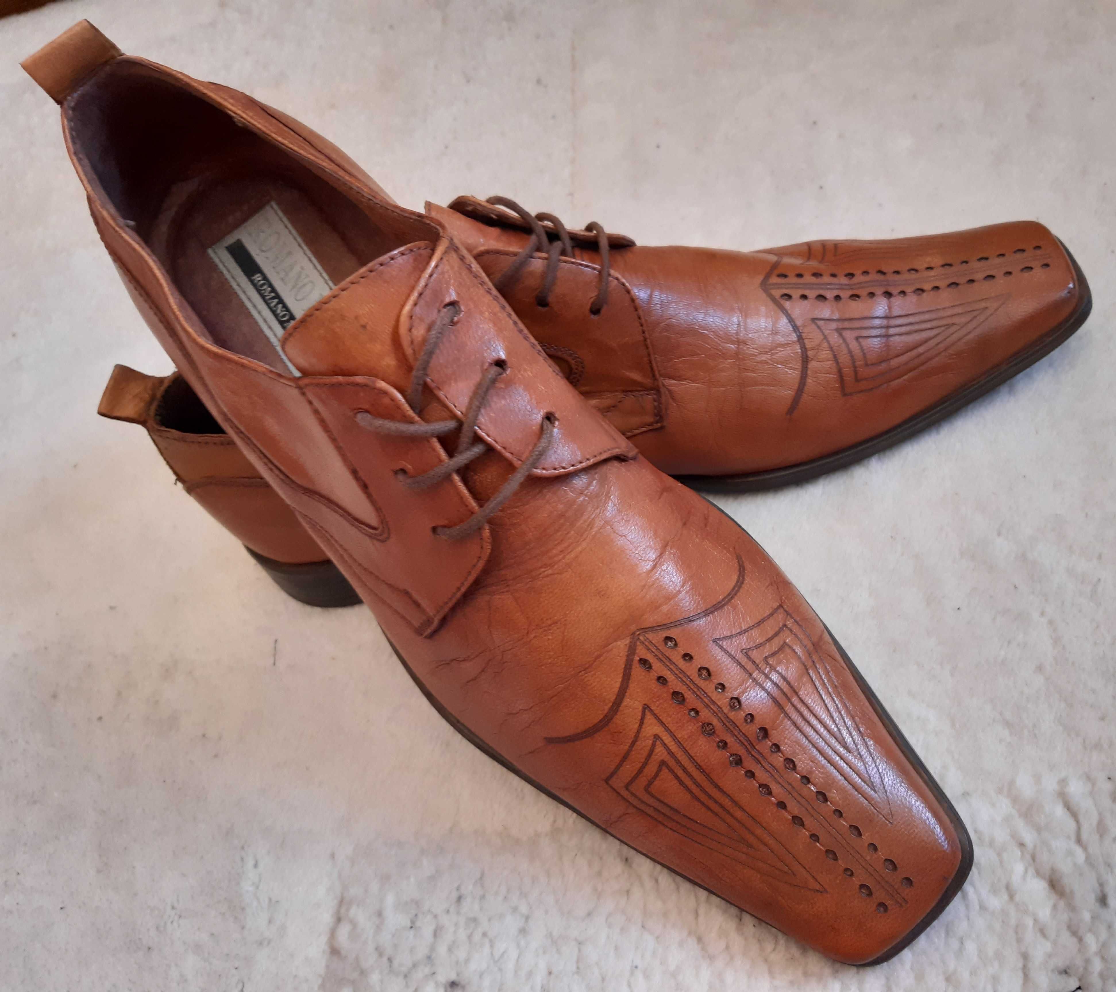 Stylowe skórzane pantofle męskie loafersy Romano Mazzante. rozm. 41