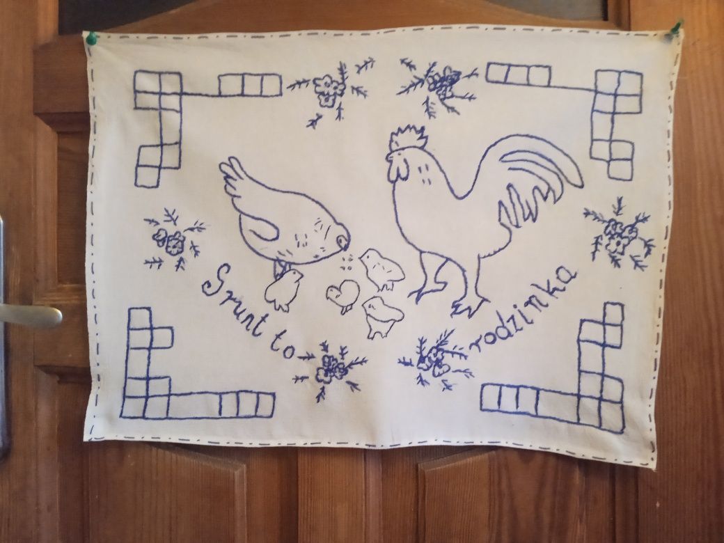 Makatka ścienna ręcznie haftowana nowa.Grunt to rodzinka.