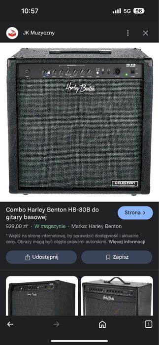Combo Harley Benton HB-80B do gitary Basowej